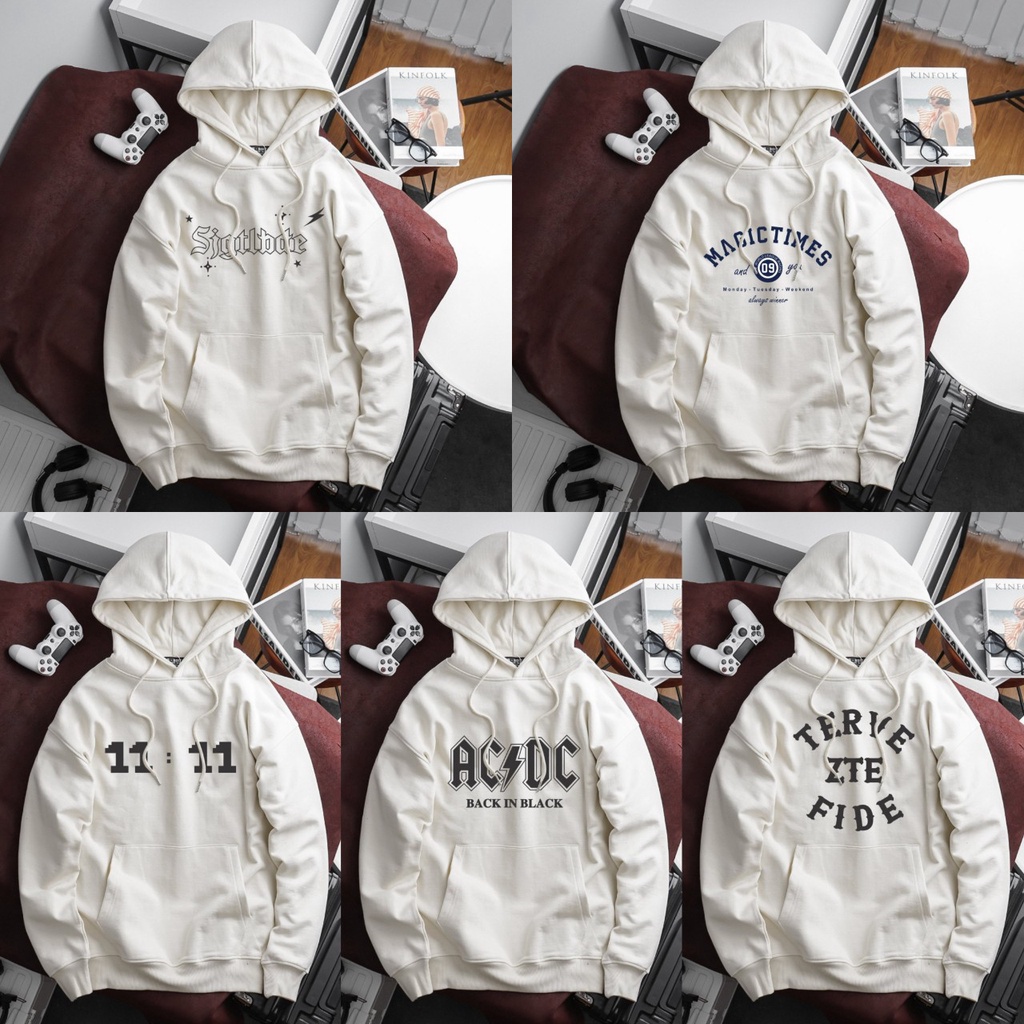 BIGSIZE - Áo khoác hoodie BB - Boiz nam size lớn, bigsize 90kg - 130kg - trắng in chữ