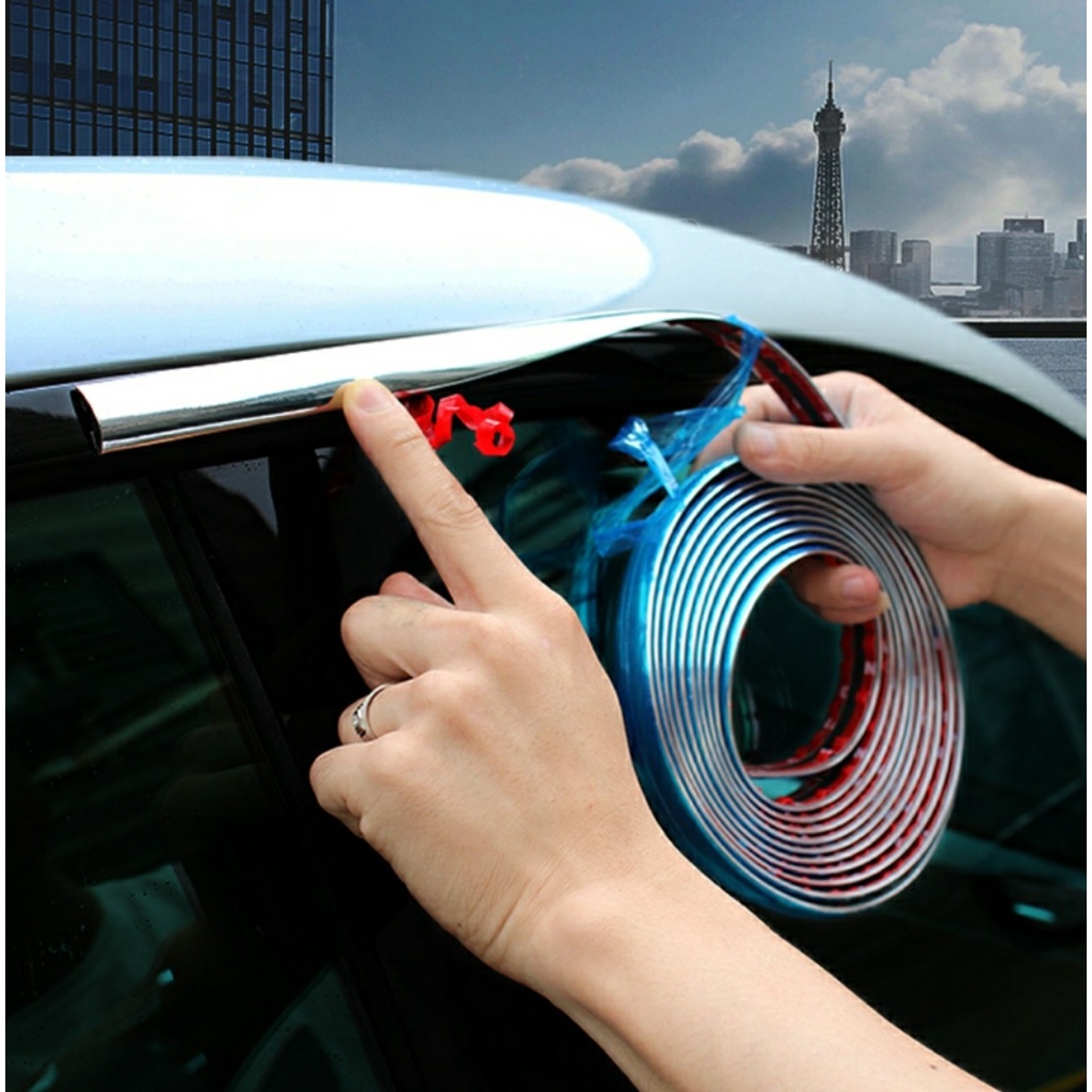 Nẹp Viền Mạ Crom Trang Trí Viền Chân Kính Chống Trầy Xước