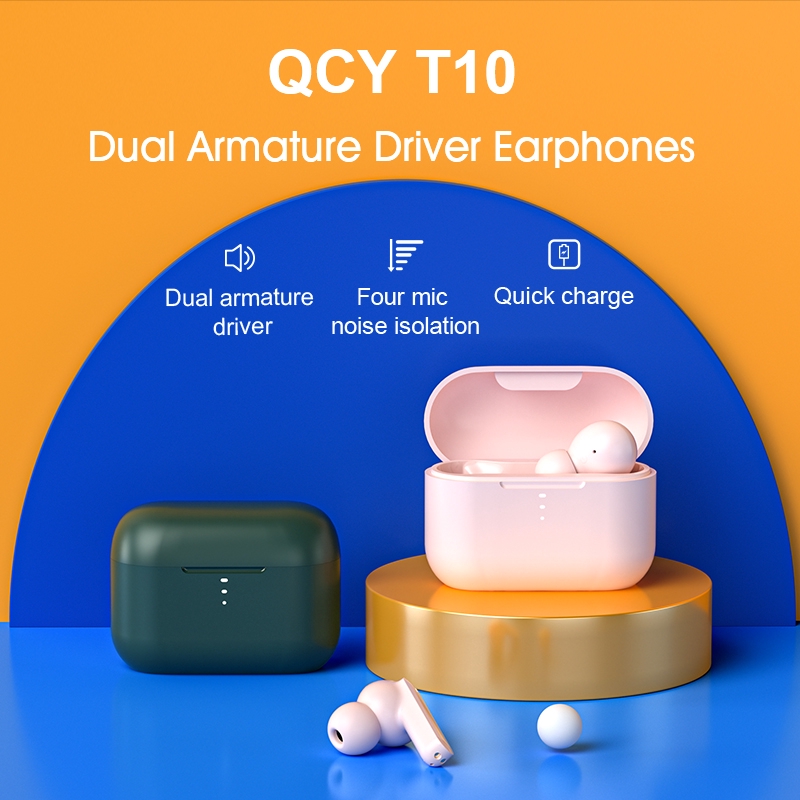 Tai Nghe Nhét Tai Không Dây QCY T10 Bluethooth Chống Ồn ENC Cho Điện Thoại Android iPhone