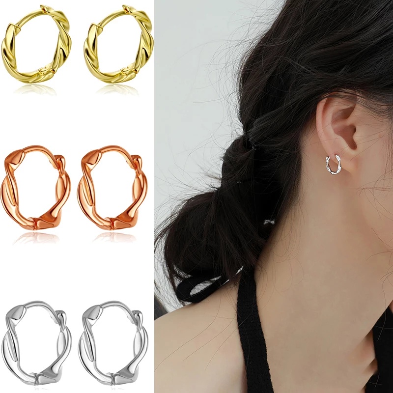 Khuyên Tai Kim Loại Dáng Tròn Đơn Giản Thời Trang Cho Bạn Nữ