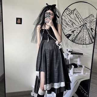 [Order] (G7) Váy đầm hai dây Gothic Lolita mặc hè nhiều tầng màu đen - trắng - xám dáng xòe loại đẹp.