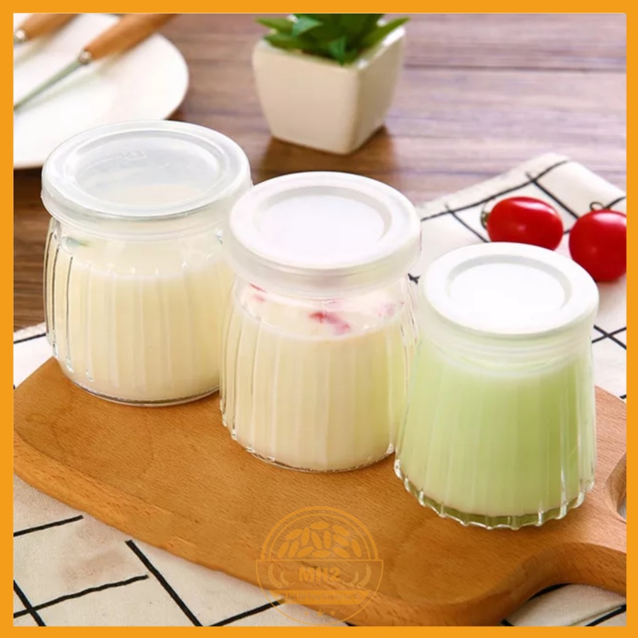 Hủ Thủy Tinh Trong MISO có sọc kèm nắp dung tích 120ml/150ml làm sữa chua thơm ngon bổ dưỡng cho gia đình Mh2 Store