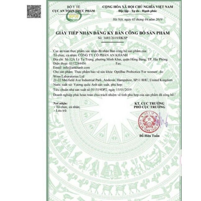 Men vi sinh Optibac tím Optibac for women hàng chính hãng Anh 30 - 90 Viên