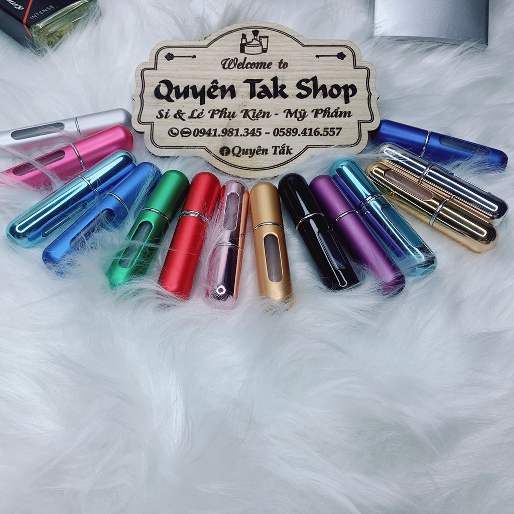 Chai lọ rỗng đựng nước hoa, chiết tự động dạng xịt nhiều màu sắc 5ml