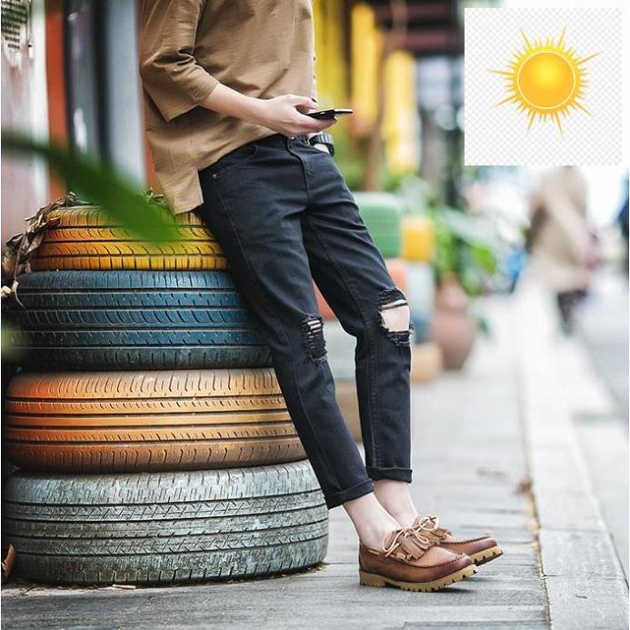 Quần rách nam đen rách gối kiểu đẹp (113)