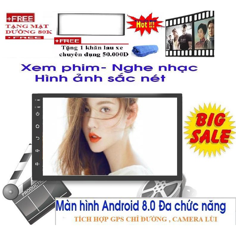 Màn hình cảm ứng 7 inch-Màn hình android Wifi,GPS  đa chức năng, sử dụng Tiếng Việt TẶNG MẶT DƯỠNG