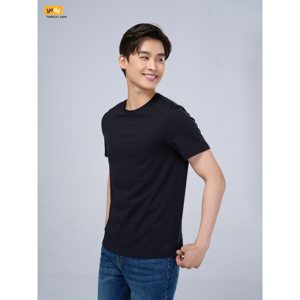 Áo Thun Nam Cộc tay YODY, Áo Phông Cổ Tròn T-Shirt Nam Vải Cotton USA Thấm Hút Mồ Hôi TSM5231