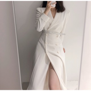[order 7-15 ngày] Đầm cổ vest thiết kế kèm đài MS105
