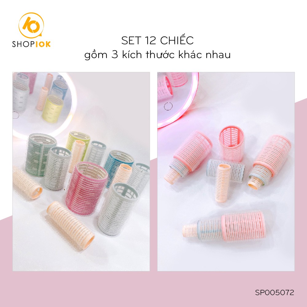 Lô uốn tóc tự dính SHOP10K set 12 lô cuộn tóc thời trang kích cỡ khác nhau - SP005072