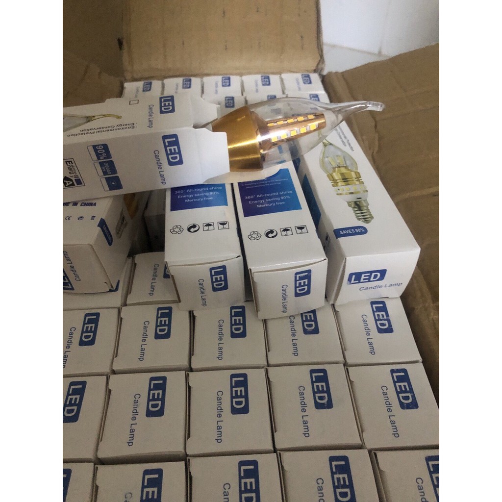 Bóng led nến đuôi E14 ánh sáng vàng 3000k