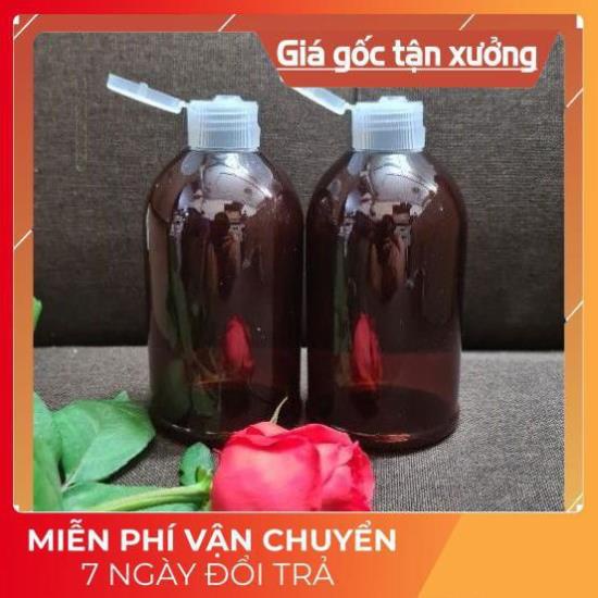 Chai nhựa pet nắp bật 250ml Nâu lùn chiết mỹ phẩm , phụ kiện du lịch