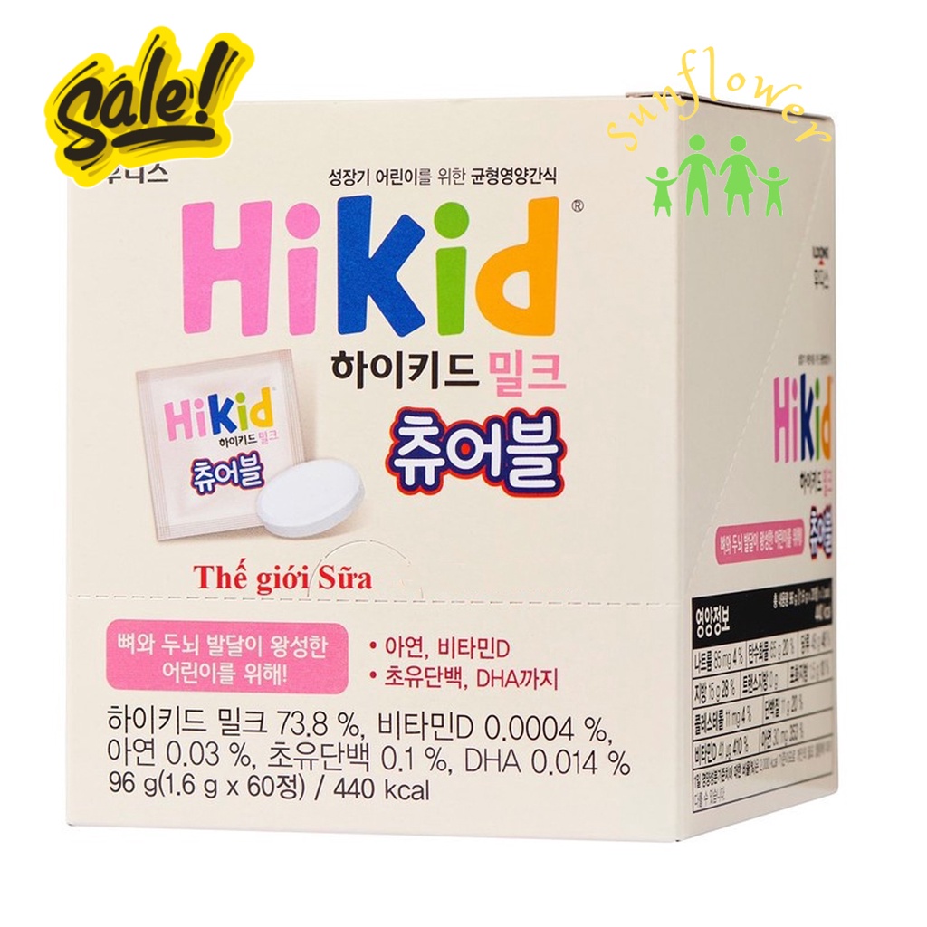 Kẹo sữa viên Hikid 60 viên hỗ trợ tăng chiều cao cho bé