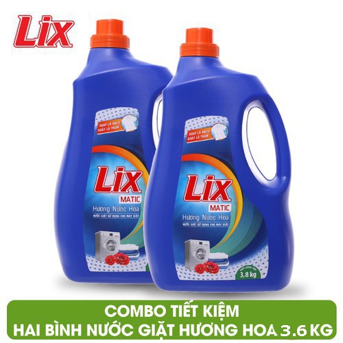 Combo 2 chai Nước giặt Lix Matic 3.6kg chuyên dụng cho máy cửa trước