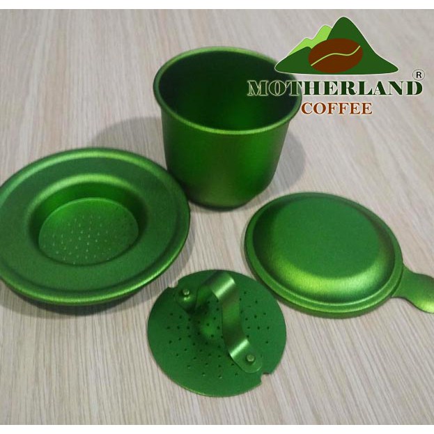 Phin pha cà phê màu xanh không logo