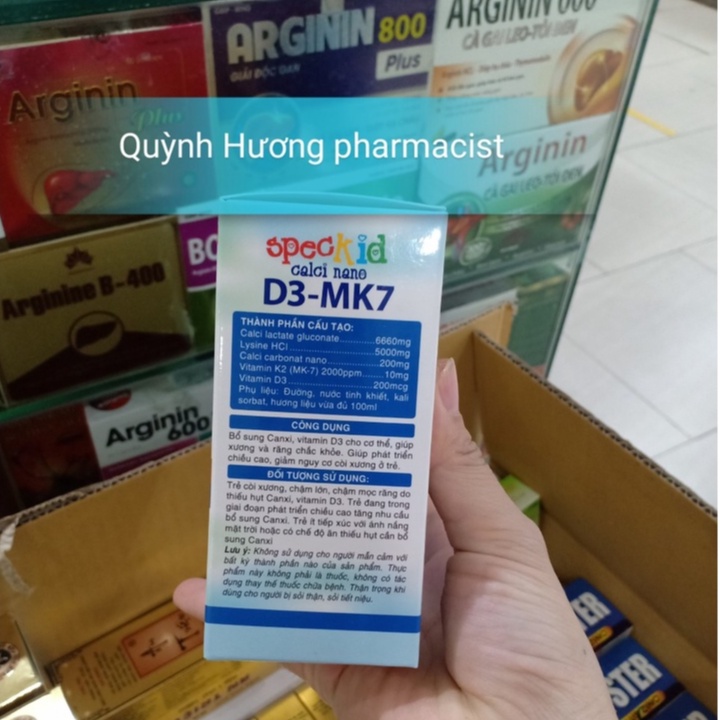 SPECKID Calci Nano D3 MK7 hộp 20 ống