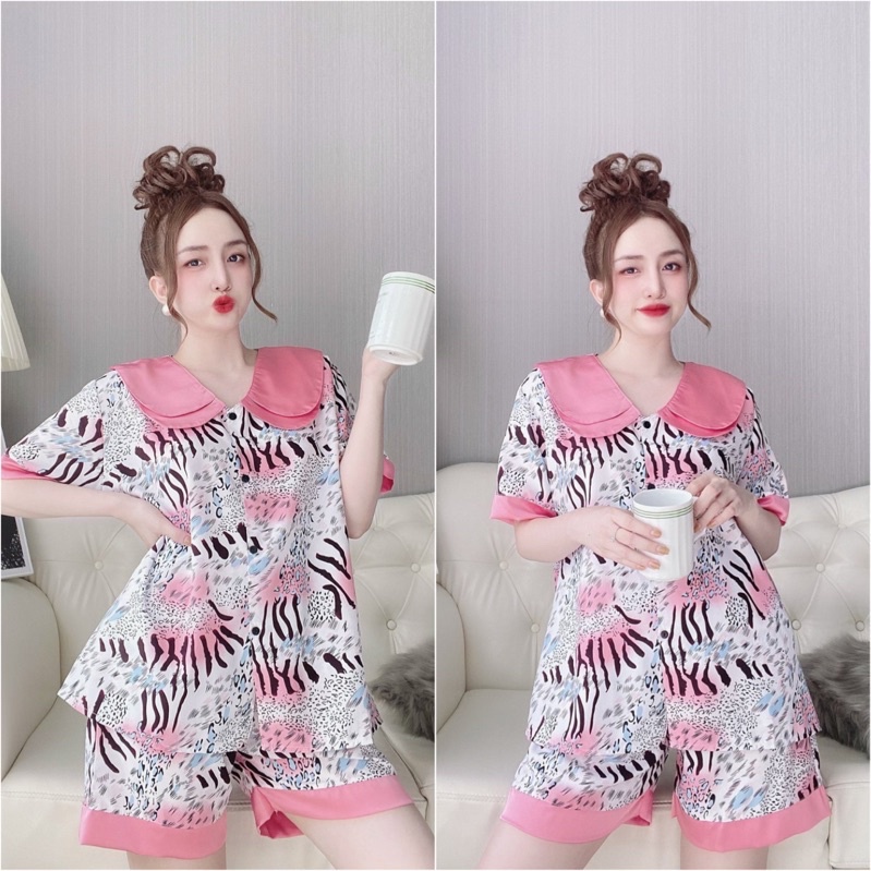 Đồ bộ nữ Lụa Hoạ Tiết chất đẹp, form rộng, Đồ pijama mặc nhà bigsize (50-110kg)