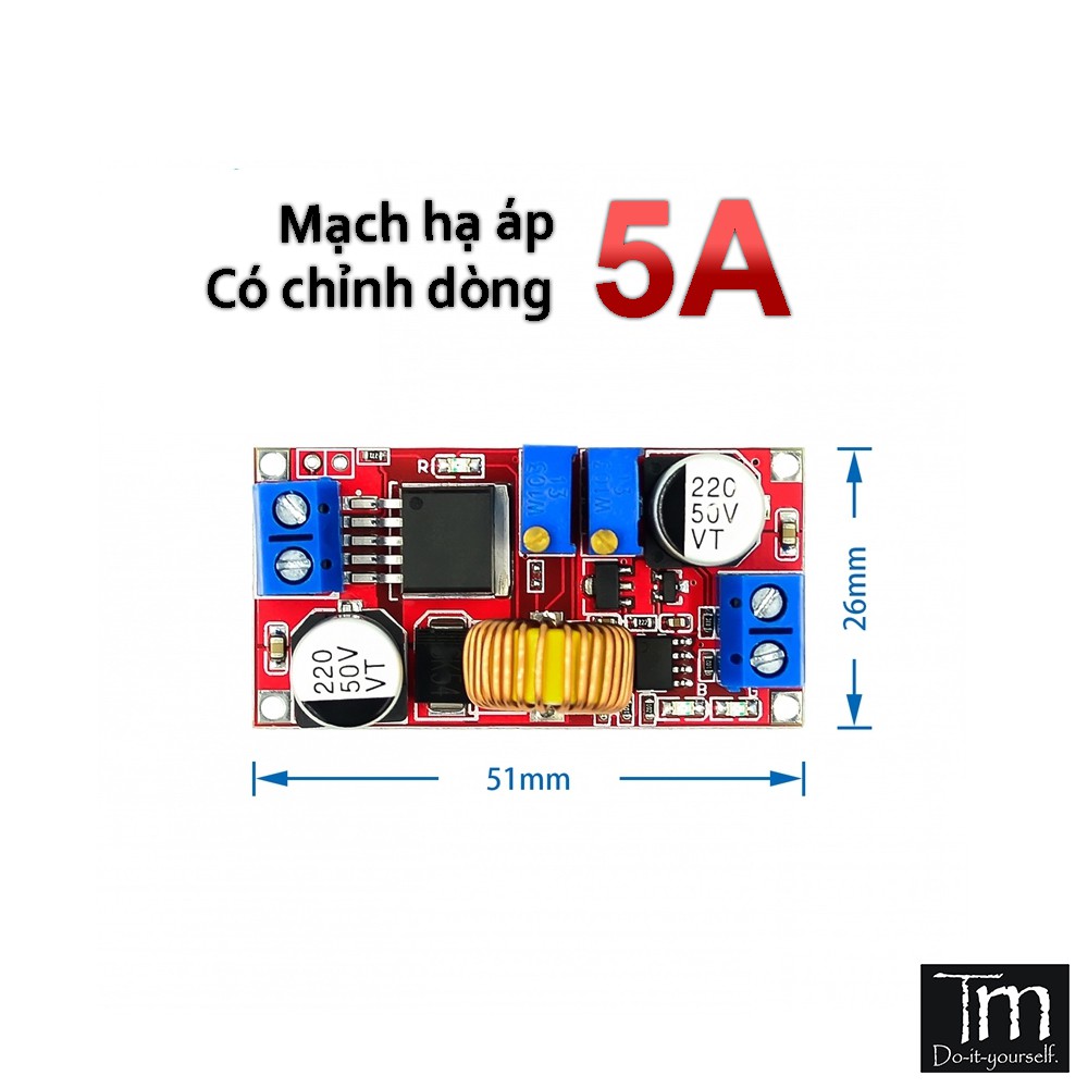 Mạch Hạ Áp 5A 8-36V XL4015 Đỏ Có Chỉnh Dòng