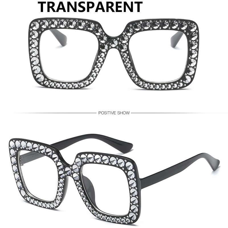 Kính Mát Samjune JH15982 Gọng Vuông Đính Đá Giả Sang Trọng Cho Nữ