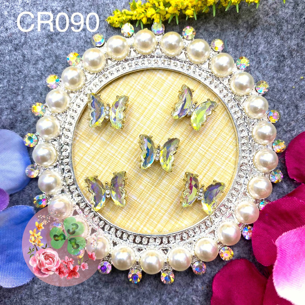 Màu CR089 - CR090 - CR091 - CR097 . Charm Bướm xoay kim loại dòng cao cấp đính đá trang trí móng siêu xinh.