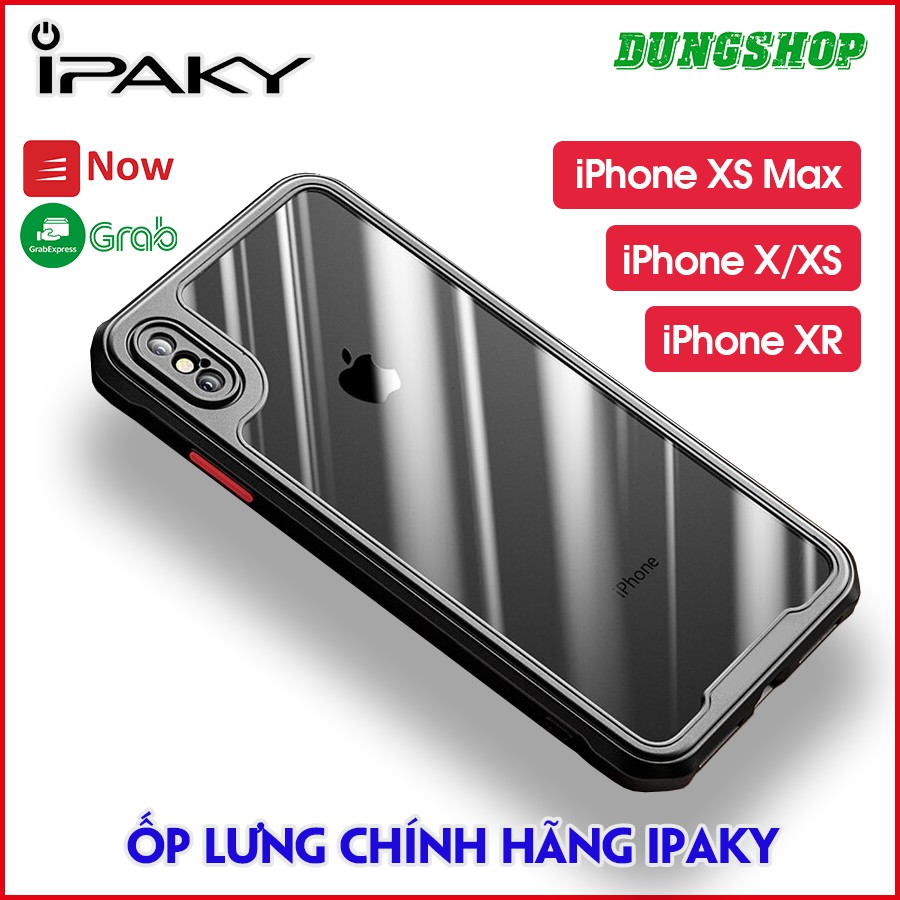 Ốp lưng iPhone XR / X / XS / XS Max - Chính hãng IPAKY - Mặt lưng trong, Viền màu, có chữ chìm REFRACTION