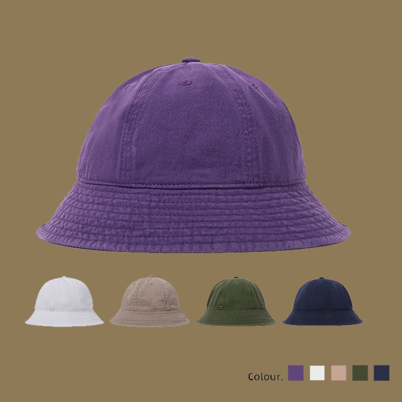 Mũ Bucket Cotton Mềm Mại Màu Trơn Thoáng Khí Phong Cách Retro