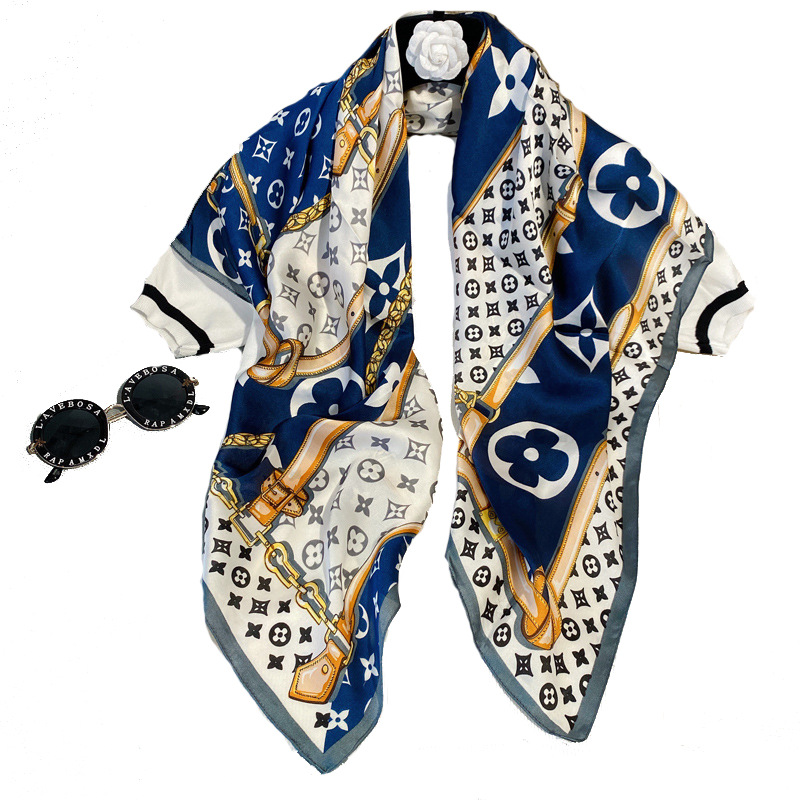 Khăn Choàng Lụa Khổ Vuông 90x90 cm Hoa Văn Sang Trọng Cho Nữ