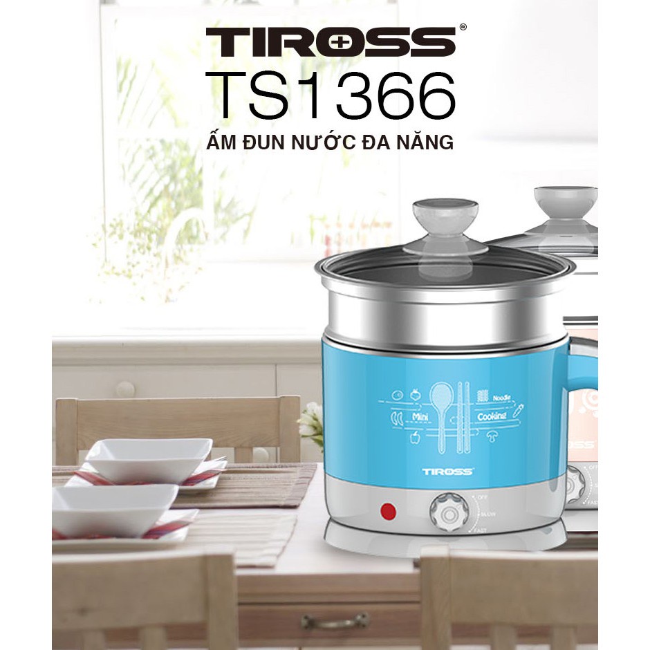 Ấm đun nước, ca mì, nồi lẩu mini đa năng Tiross TS1366 bảo hành 12 tháng