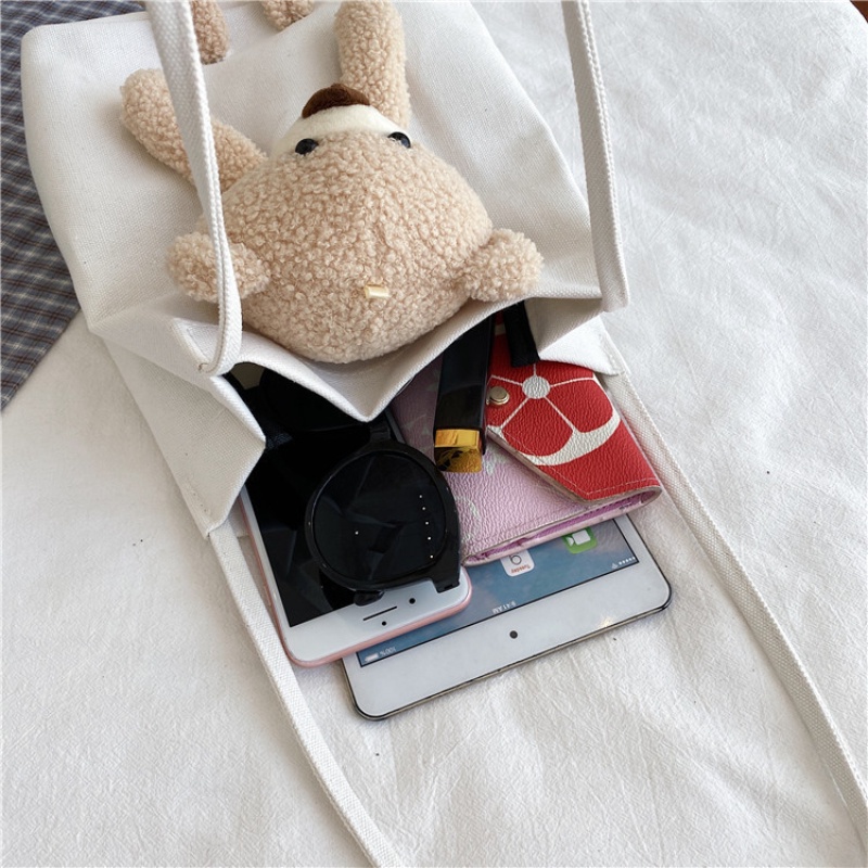 Túi đeo vai IELGY vải canvas in hình gấu thời trang mùa hè dành cho nữ