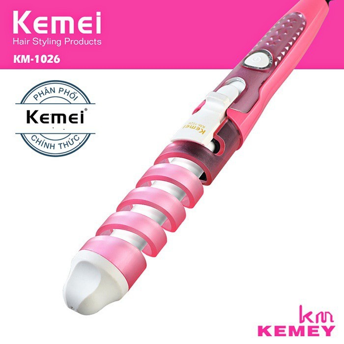 Máy Uốn Xoắn Tóc Ceramic Kemei KM-1026