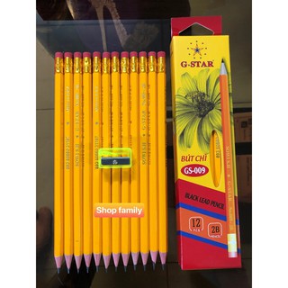 { ẢNH THẬT CÓ VIDEOS } Hộp 12 cây viết chì gỗ 2B hàng nhập khẩu cao cấp + tặng 1 chuốt viết chì, nét đậm và không chất đ