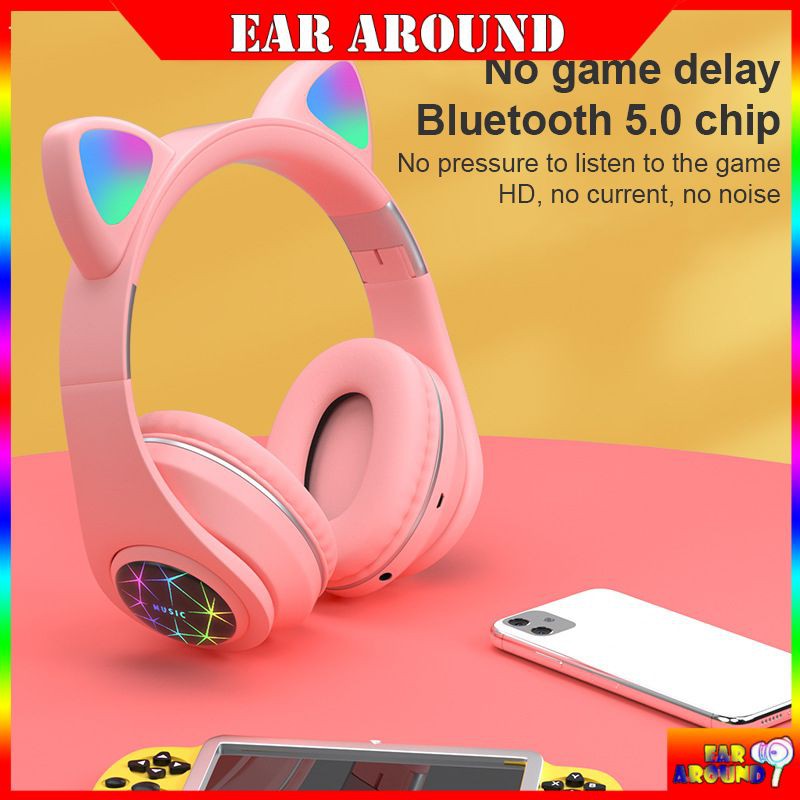 Tai Nghe Bluetooth Không Dây M2 Cat Dạ Quang Có Micro Hỗ Trợ Thẻ Nhớ Tf