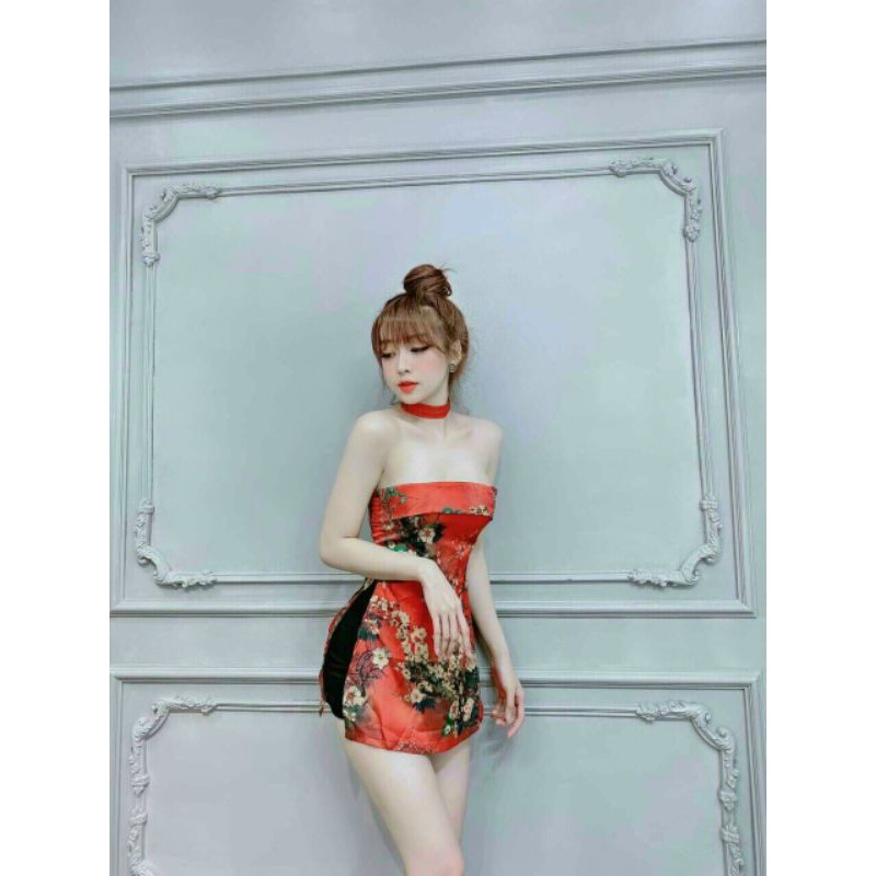 Set đầm cách tân với vòng cổ