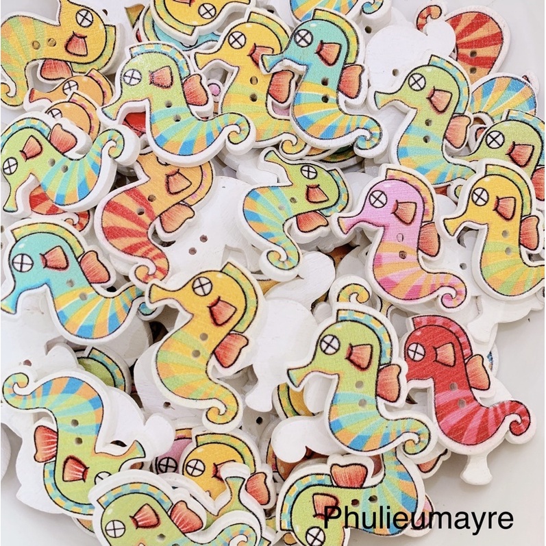 Set 10 nút ( cúc )áo hai lỗ hình cá ngựa