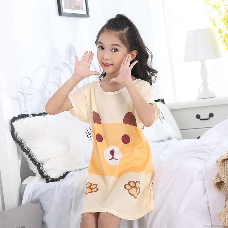 Đầm ngủ thiết kế họa tiết hoạt hình dễ thương cho bé gái