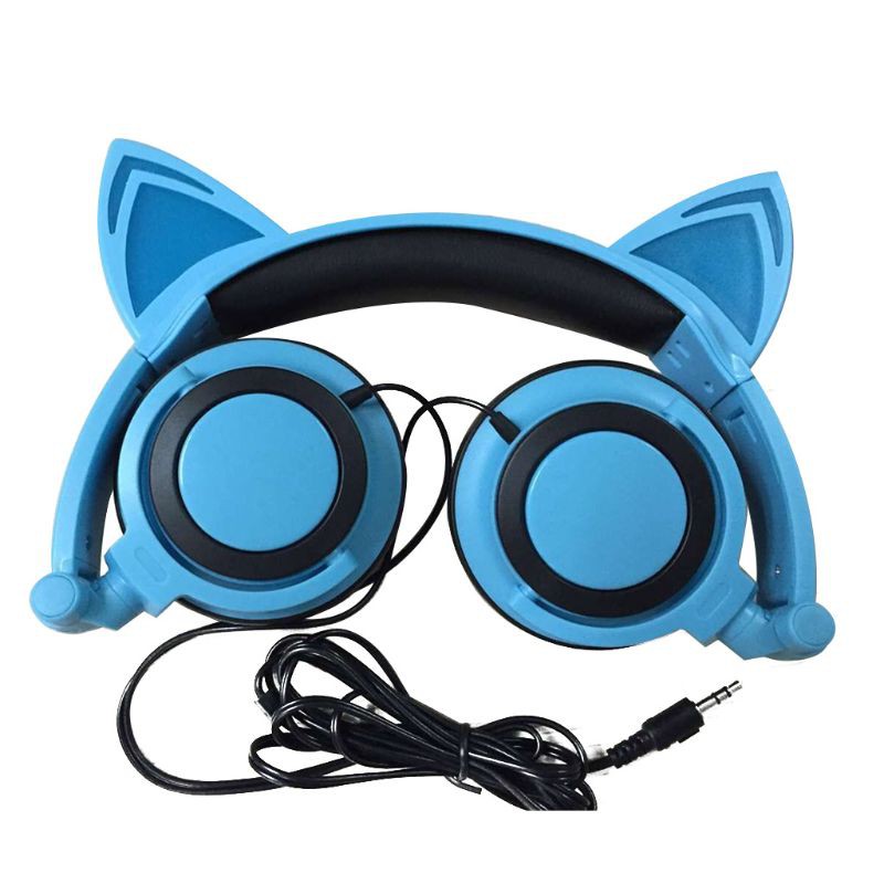 VIVI Children's cartoon cat ears head-mounted luminous foldable headset