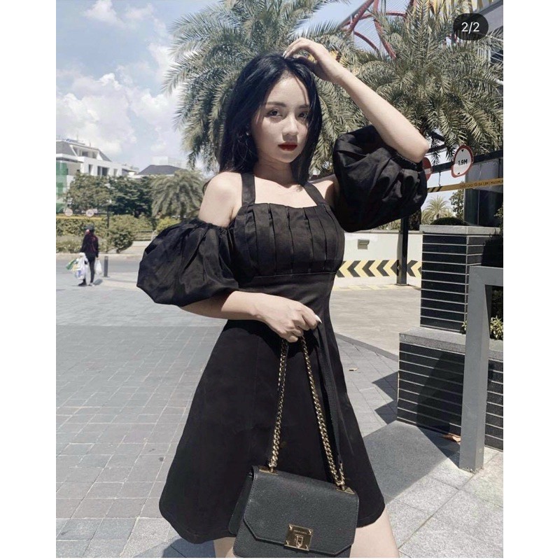 Đầm Xinh Di Di DRESS form tôn dáng chất vải dày dặn thiết kế phần ngực xếp tinh tế mặc được 2 kiểu