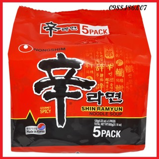 Combo 5 gói Mì cay Shin Ramyun Nongshim Hàn Quốc gói 120g - 031146150601