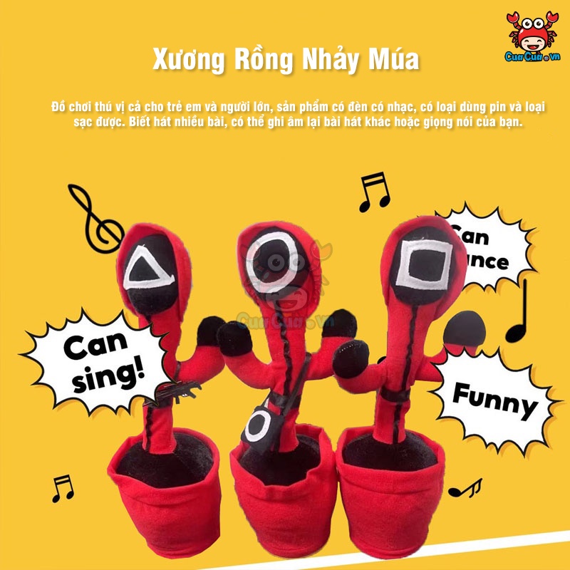 Xương rồng squid game nhảy múa, cây xương rồng nhảy múa biết nói hát nhại tiếng trò chơi con mực đồ chơi vui nhộn cho bé