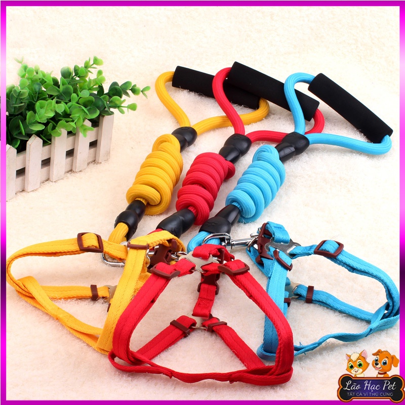 Dây Dắt Chó Đi Dạo- Dây Kèm Yếm Cao Cấp Tay Cầm Êm Ái Cho Chó Từ 3 - 30kg