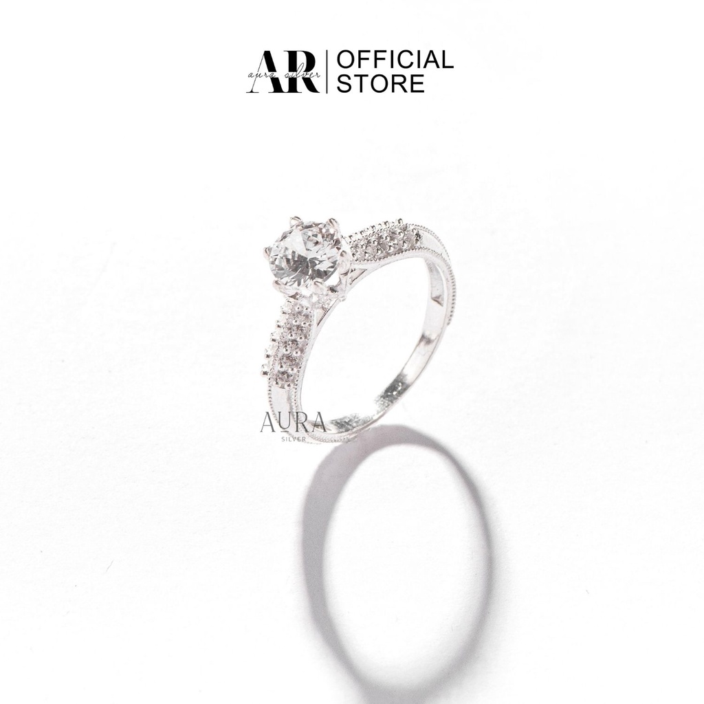 Nhẫn bạc nữ 925 nhẫn nữ bạc ổ đá cao sang chảnh-AURASILVER-N31