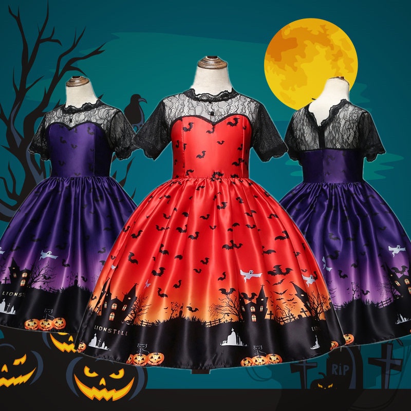 Đầm công chúa phối ren hóa trang Halloween cho bé gái