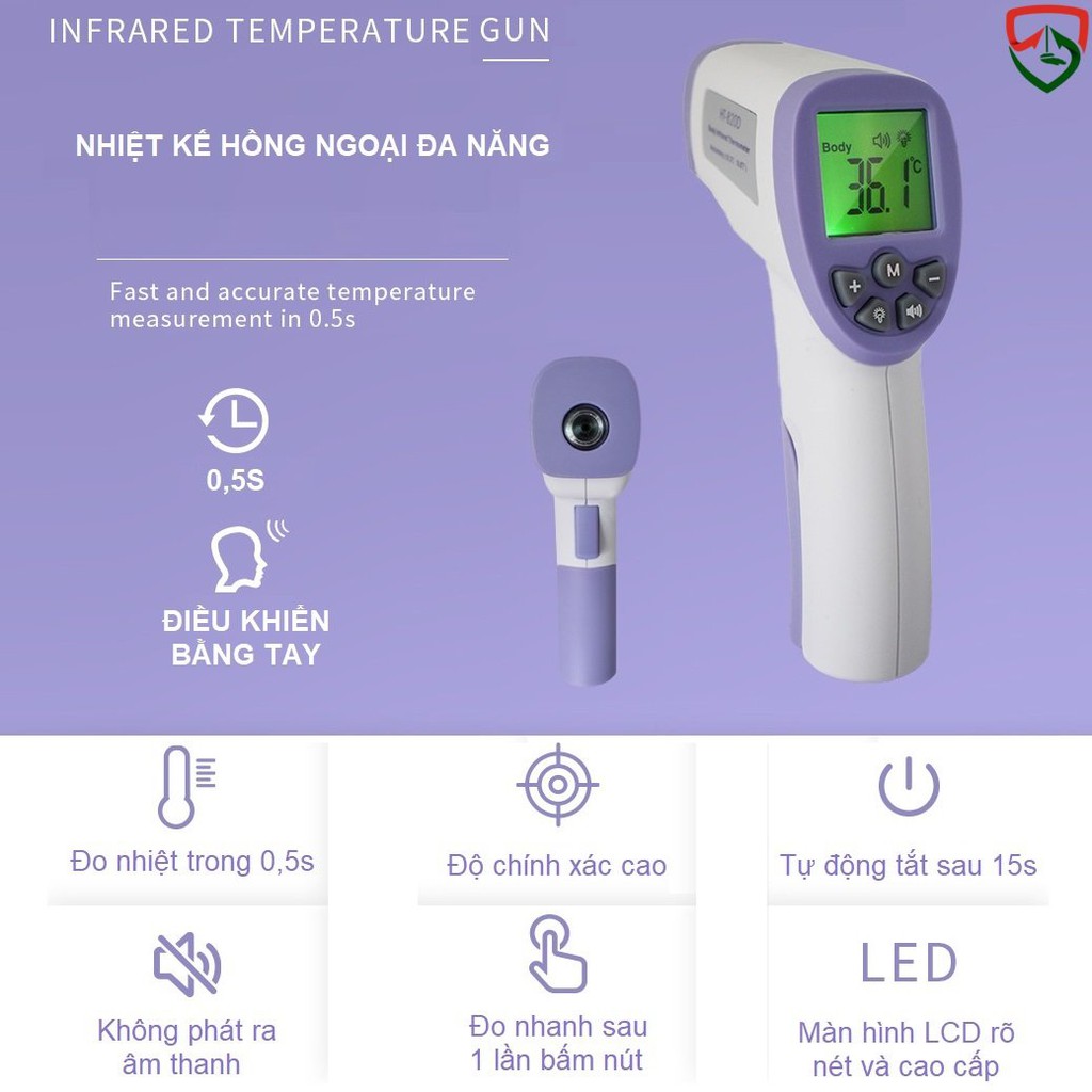 Nhiệt kế hồng ngoại nhiệt kế điện tử đo sữa nước thân nhiệt không tiếp xúc cảnh báo sốt an toàn cho bé, chính xác 99%