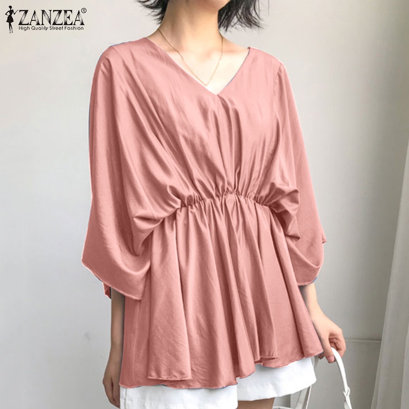 Áo ZANZEA tay lửng cổ chữ v thời trang dành cho nữ