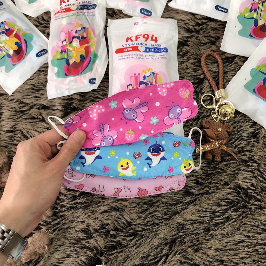 Set 10 Khẩu Trang 3D In Hình Cute Dành Cho Bé - Kháng Khuẩn, Chống Bụi Mịn Bảo Vệ Cho Bé (KT07)