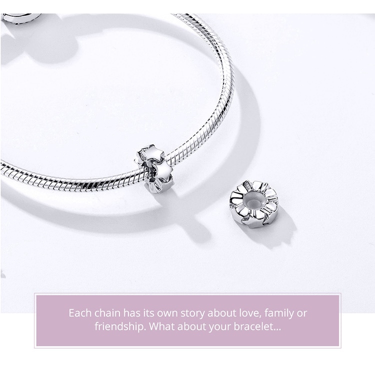 BAMOER Nút Chặn BạC S925 Hình Ngôi Sao Có Vòng Silicone Cho Bbracelet