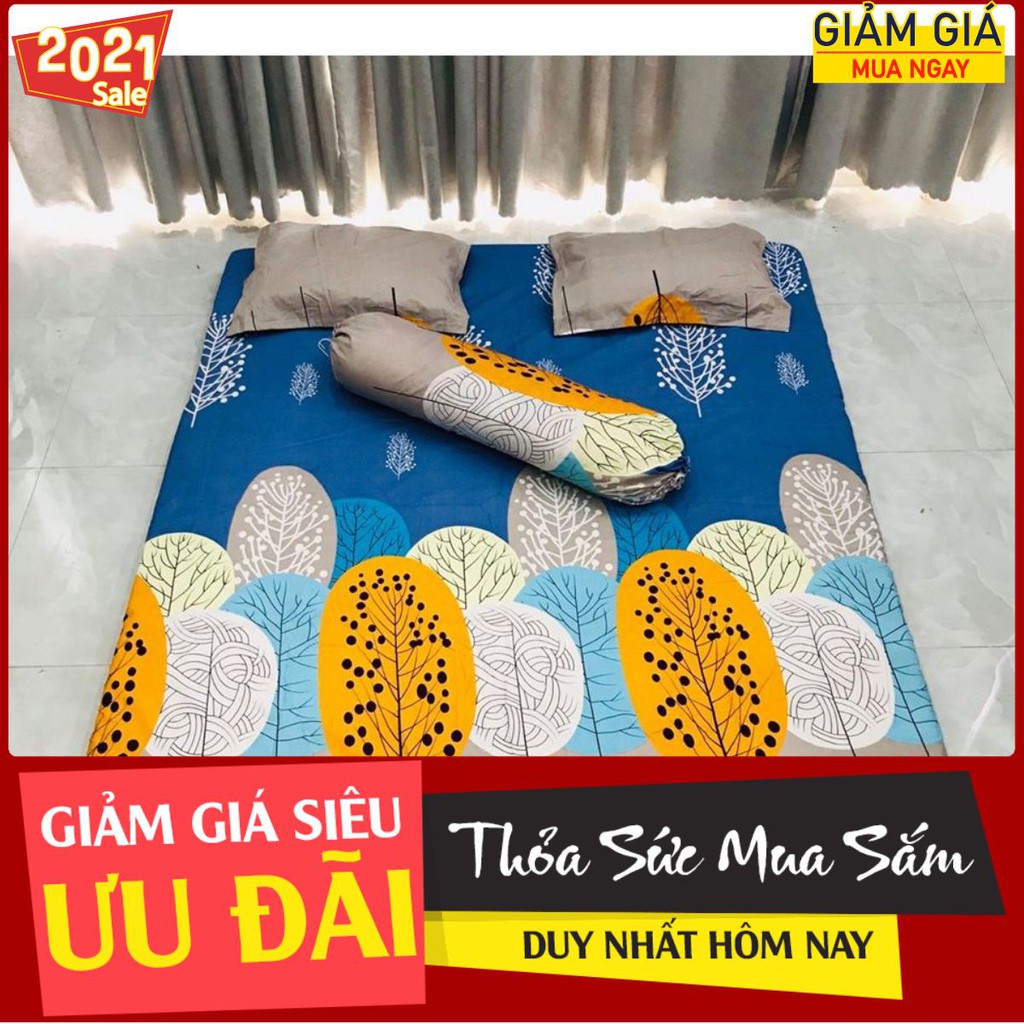 [Sale ga gối kèm ôm]Bộ ga gối poly mềm mịn kèm ôm,gồm 1 ga 2 vỏ gối nằm 1 vỏ gối ôm[lá cọ]