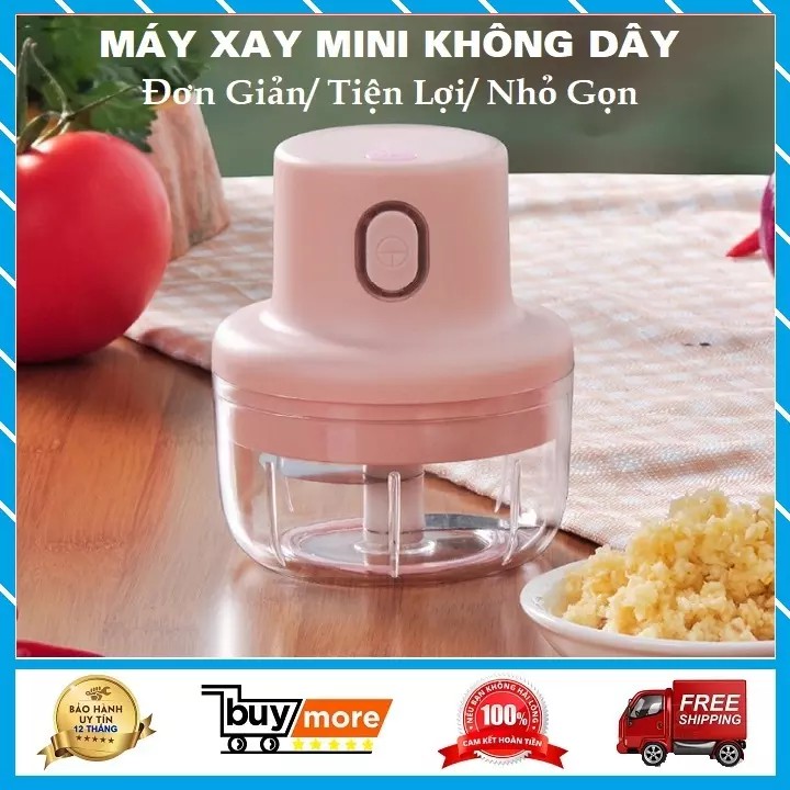 Máy xay mini cầm tay 250 ml đa năng sạc pin xay tỏi ớt xay hành hàng loại 1 màu hồng