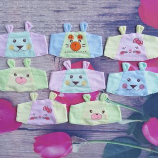 Che thóp cotton giữ ấm cho bé sơ sinh hình tai thỏ dễ thương loại dính - LARVA KID