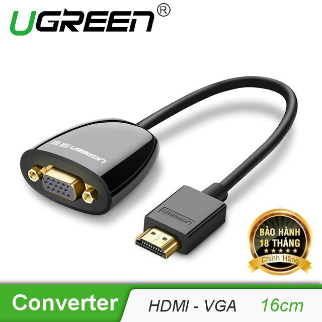 [Mã ELHACE giảm 4% đơn 300K] Cáp chuyển đổi HDMI to VGA ( không Audio )- bảo hành chính hãng Ugreen 40253 cao cấp