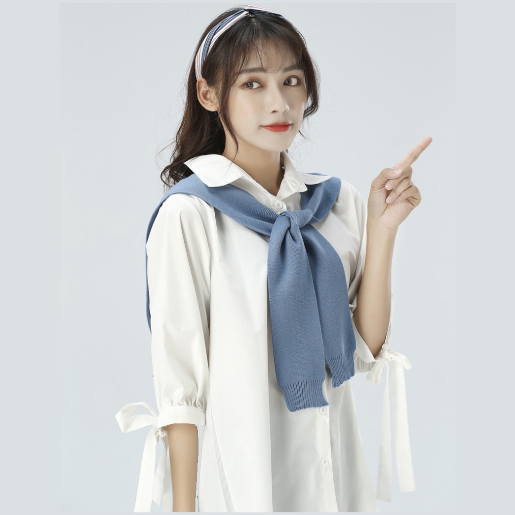 [Augustcloth] Áo/ khăn choàng màu xanh biển vắt vai giả áo phong cách Hàn Quốc | BigBuy360 - bigbuy360.vn